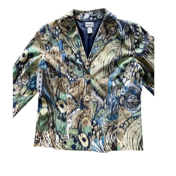 Chico’s Multicolor Cotton Blend Long Sleeve Blazer Women’s Size 1 or Medium - Picture 5 of 12